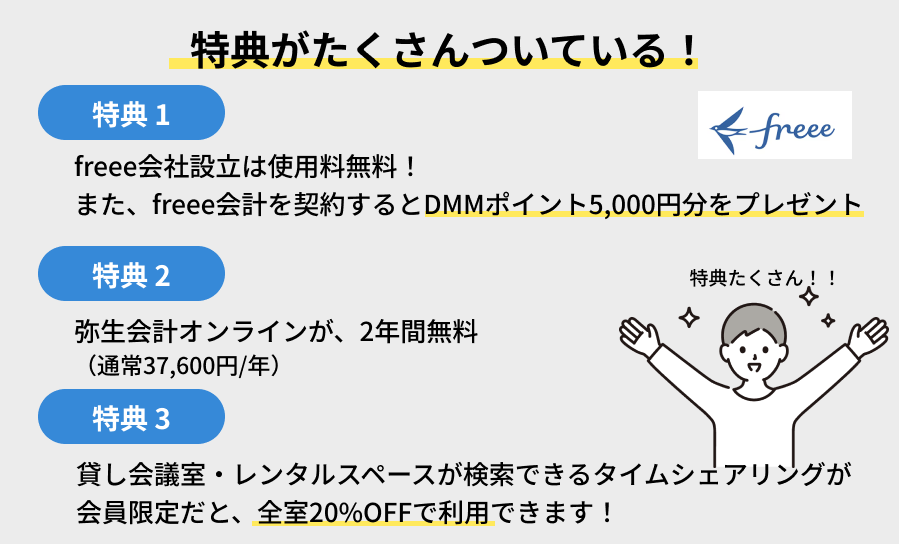 DMMバーチャルオフィス_特典がたくさんある！